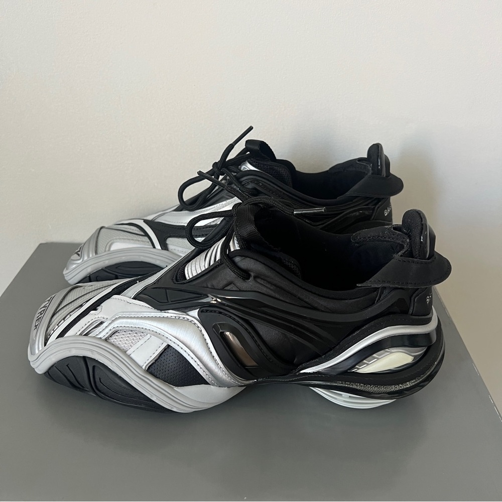 Balenciaga Tyrex black silver square toe sneakers